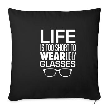 Drôle d’optometrist lunettes médecin yeux Phoropter V - Housse de coussin décorative 45 x 45 cm - noir - Devant