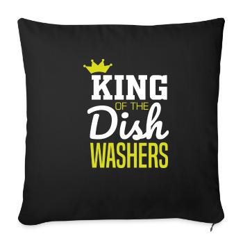 Lave-vaisselle homme roi lave-vaisselle lusti - Housse de coussin décorative 45 x 45 cm - noir - Devant