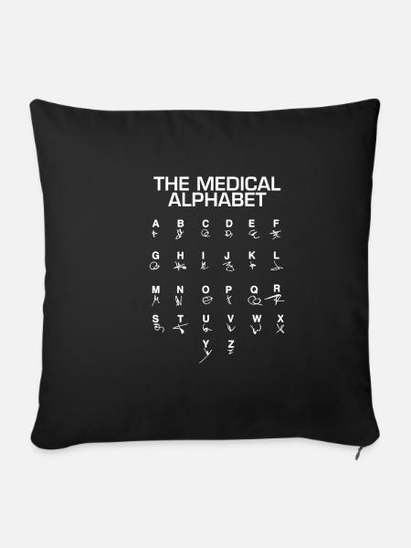 Lustiger Arzt Medizinisches Alphabet Arztpersonal - Sofakissenbezug 45 x 45 cm - Schwarz