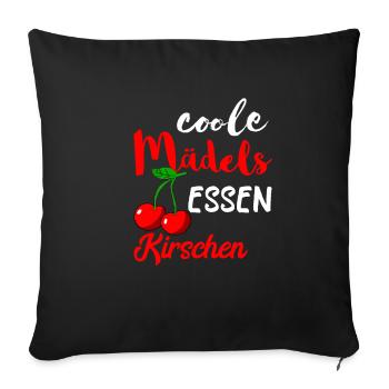 Coole Mädels Essen Kirschen Obst Frucht Süße Cherr - Sofakissenbezug 45 x 45 cm - Schwarz - Vorne