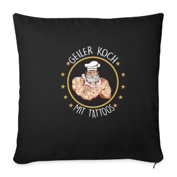 Koch Tattoo Kochen Restaurant Küchenchef - Sofakissenbezug 45 x 45 cm - Schwarz - Vorne
