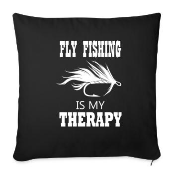 Pêche à la mouche comme thérapie Ironic Saying - Housse de coussin décorative 45 x 45 cm - noir - Devant