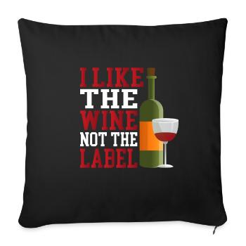 J’aime le vin, pas l’étiquette 17 - Housse de coussin décorative 45 x 45 cm - noir - Devant