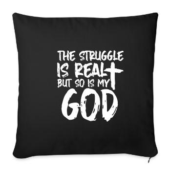 La lutte est réelle, mais mon Dieu 4 l’est aussi - Housse de coussin décorative 45 x 45 cm - noir - Devant