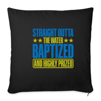 Straight Outta L’eau et baptisé 16 - Housse de coussin décorative 45 x 45 cm - noir - Devant