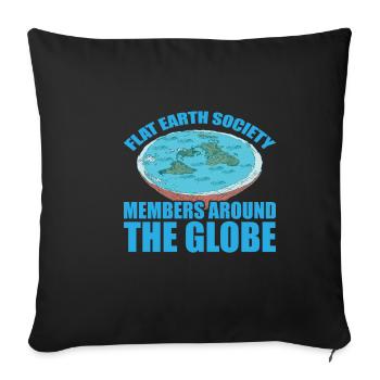 Flat Earth Society, Members Around The Globe 15 - Sofa pillowcase 17,3'' x 17,3'' (45 x 45 cm) - black - Front