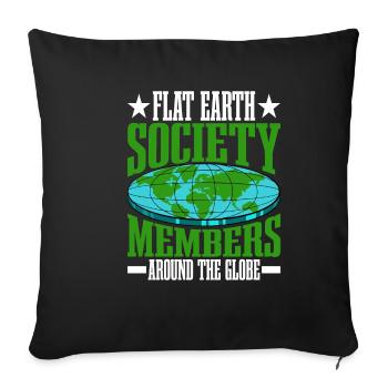 Flat Earth Society, Members Around The Globe 16 - Sofa pillowcase 17,3'' x 17,3'' (45 x 45 cm) - black - Front