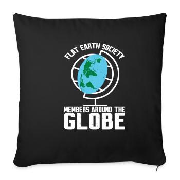 Flat Earth Society, Members Around The Globe 17 - Sofa pillowcase 17,3'' x 17,3'' (45 x 45 cm) - black - Front