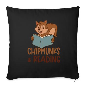Chipmunks Reading Books Forest Animal Cute - Sofa pillowcase 17,3'' x 17,3'' (45 x 45 cm) - black - Front