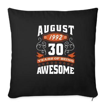 Août 1992 - Cadeau du 30e anniversaire. Génial. - Housse de coussin décorative 45 x 45 cm - noir - Devant