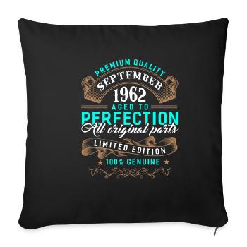 Septembre 1962 - cadeau du 60e anniversaire. Génial. - Housse de coussin décorative 45 x 45 cm - noir - Devant