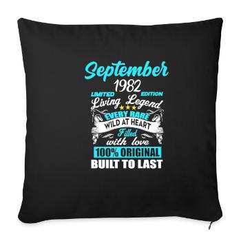 Septembre 1982 - cadeau du 40e anniversaire. Génial. - Housse de coussin décorative 45 x 45 cm - noir - Devant