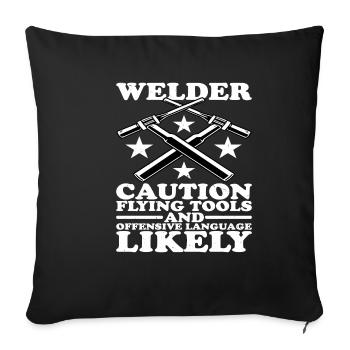 Welder, Flying Tools and Offensive Language 2 - Sofa pillowcase 17,3'' x 17,3'' (45 x 45 cm) - black - Front