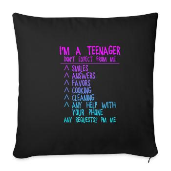 Je suis un adolescent, ne vous attendez pas à moi, souriez... 4 - Housse de coussin décorative 45 x 45 cm - noir - Devant