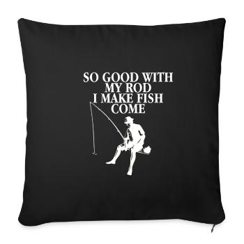 Si bon avec ma canne, je fais venir le poisson 3 - Housse de coussin décorative 45 x 45 cm - noir - Devant