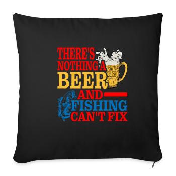Il n’y a rien qu’une bière et la pêche ne peuvent pas réparer 3 - Housse de coussin décorative 45 x 45 cm - noir - Devant