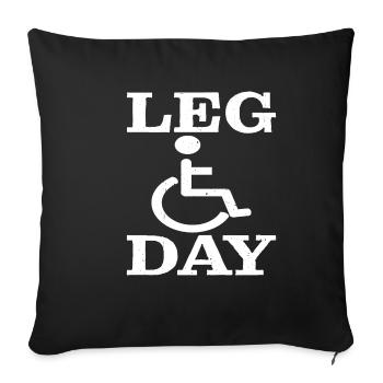 Leg Day Fauteuil roulant handicapé 23 - Housse de coussin décorative 45 x 45 cm - noir - Devant