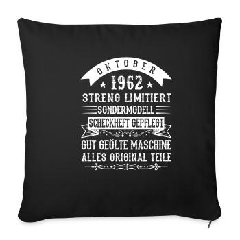 Octobre 1962 - Cadeau du 60e anniversaire. Légende. - Housse de coussin décorative 45 x 45 cm - noir - Devant