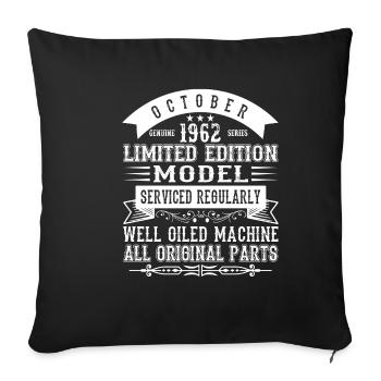 Octobre 1962 - Cadeau du 60e anniversaire. Légende. - Housse de coussin décorative 45 x 45 cm - noir - Devant