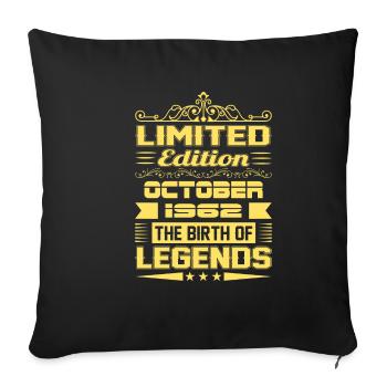 Octobre 1962 - Cadeau du 60e anniversaire. Légende. - Housse de coussin décorative 45 x 45 cm - noir - Devant