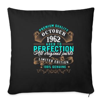 Octobre 1962 - Cadeau d’anniversaire 60. Légende. - Housse de coussin décorative 45 x 45 cm - noir - Devant