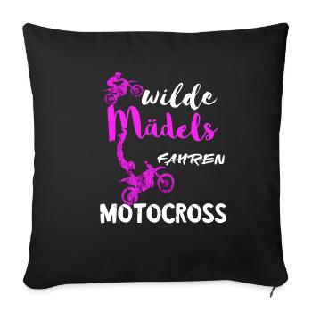 Motocross Bike Offroad Motorcycle Biker - Sofakissenbezug 45 x 45 cm - Schwarz - Vorne