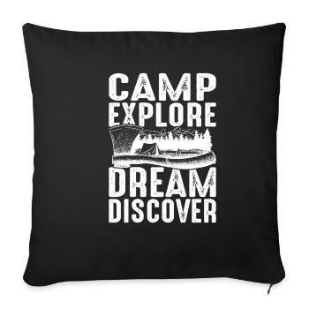 Camp Explore Dream Discover - Sofakissenbezug 45 x 45 cm - Schwarz - Vorne