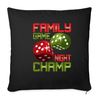 Soirée de jeu en famille Champ 4 - Housse de coussin décorative 45 x 45 cm - noir - Devant