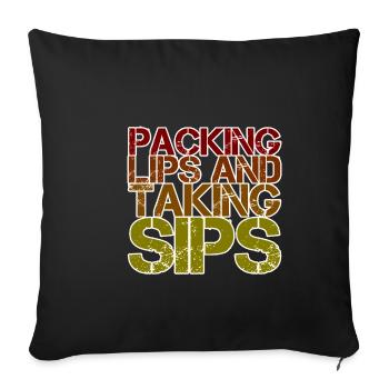 Packing Lips And Taking Sips 4 - Sofakissenbezug 45 x 45 cm - Schwarz - Vorne