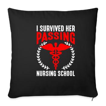 J’ai survécu à son décès à l’école d’infirmières 18 - Housse de coussin décorative 45 x 45 cm - noir - Devant