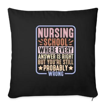 École d’infirmières où chaque réponse est juste 2 - Housse de coussin décorative 45 x 45 cm - noir - Devant