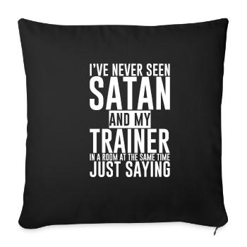Jamais vu Satan et mon entraîneur dans une salle 4 - Housse de coussin décorative 45 x 45 cm - noir - Devant