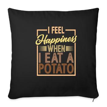 Je ressens du bonheur quand je mange une pomme de terre 2 - Housse de coussin décorative 45 x 45 cm - noir - Devant