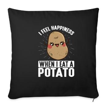 Je ressens du bonheur quand je mange une pomme de terre - Housse de coussin décorative 45 x 45 cm - noir - Devant
