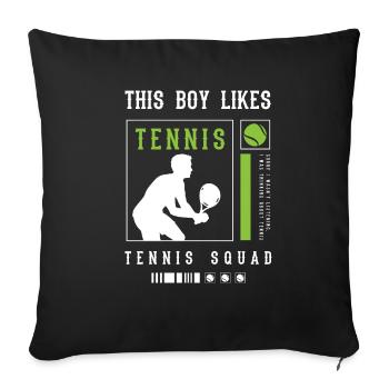 Un garçon aime le tennis, les vacances, le sport - Housse de coussin décorative 45 x 45 cm - noir - Devant