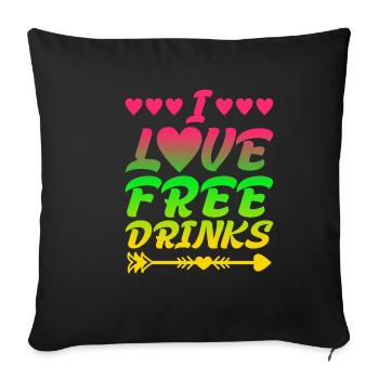J’adore les boissons gratuites - Housse de coussin décorative 45 x 45 cm - noir - Devant