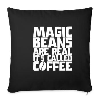 Les haricots magiques sont réels, ça s’appelle le café - Housse de coussin décorative 45 x 45 cm - noir - Devant