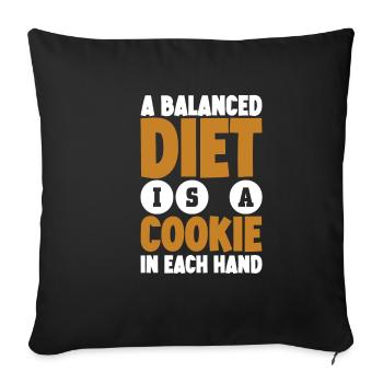 Une alimentation équilibrée est un biscuit dans chaque main - Housse de coussin décorative 45 x 45 cm - noir - Devant