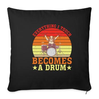 Tout ce que je touche devient un tambour 6 - Housse de coussin décorative 45 x 45 cm - noir - Devant