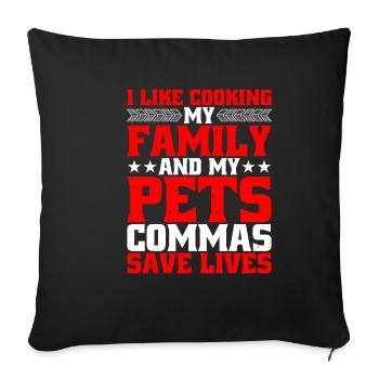 J’aime cuisiner ma famille et mes animaux de compagnie 4 - Housse de coussin décorative 45 x 45 cm - noir - Devant