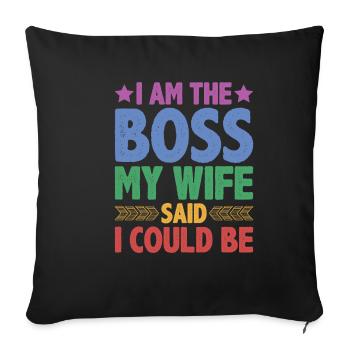 Je suis le patron - ma femme a dit que je pouvais avoir 9 ans - Housse de coussin décorative 45 x 45 cm - noir - Devant