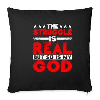 La lutte est réelle, mais mon Dieu aussi 5 - Housse de coussin décorative 45 x 45 cm - noir - Devant