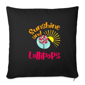 Soleil et sucettes 2 - Housse de coussin décorative 45 x 45 cm - noir - Devant