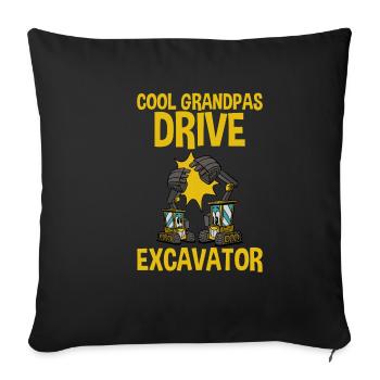 Cool Grandpas Drive Excavator 2 - Sofakissenbezug 45 x 45 cm - Schwarz - Vorne
