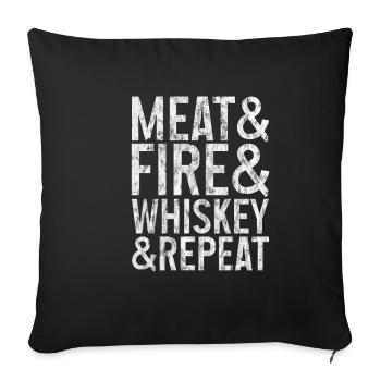 Viande et feu et whisky et répéter 3 - Housse de coussin décorative 45 x 45 cm - noir - Devant