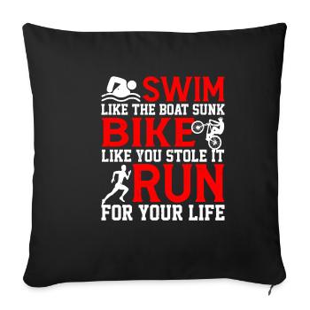 Nager comme le bateau coulé, vélo comme si vous l’aviez volé 2 - Housse de coussin décorative 45 x 45 cm - noir - Devant