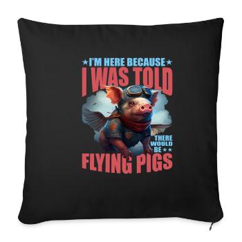 On m’a dit qu’il y aurait des cochons volants 18 - Housse de coussin décorative 45 x 45 cm - noir - Devant
