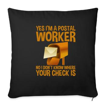Postier, je ne sais pas où est ton chèque 2 - Housse de coussin décorative 45 x 45 cm - noir - Devant