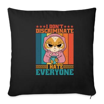 Je ne fais pas de discrimination Je déteste tout le monde 16 - Housse de coussin décorative 45 x 45 cm - noir - Devant