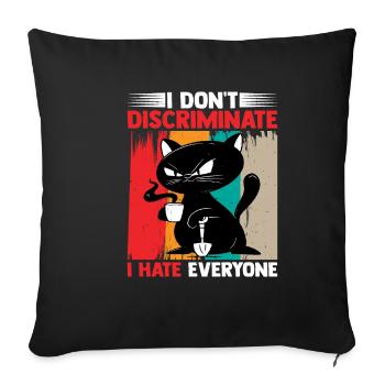 Je ne fais pas de discrimination Je déteste tout le monde 17 - Housse de coussin décorative 45 x 45 cm - noir - Devant